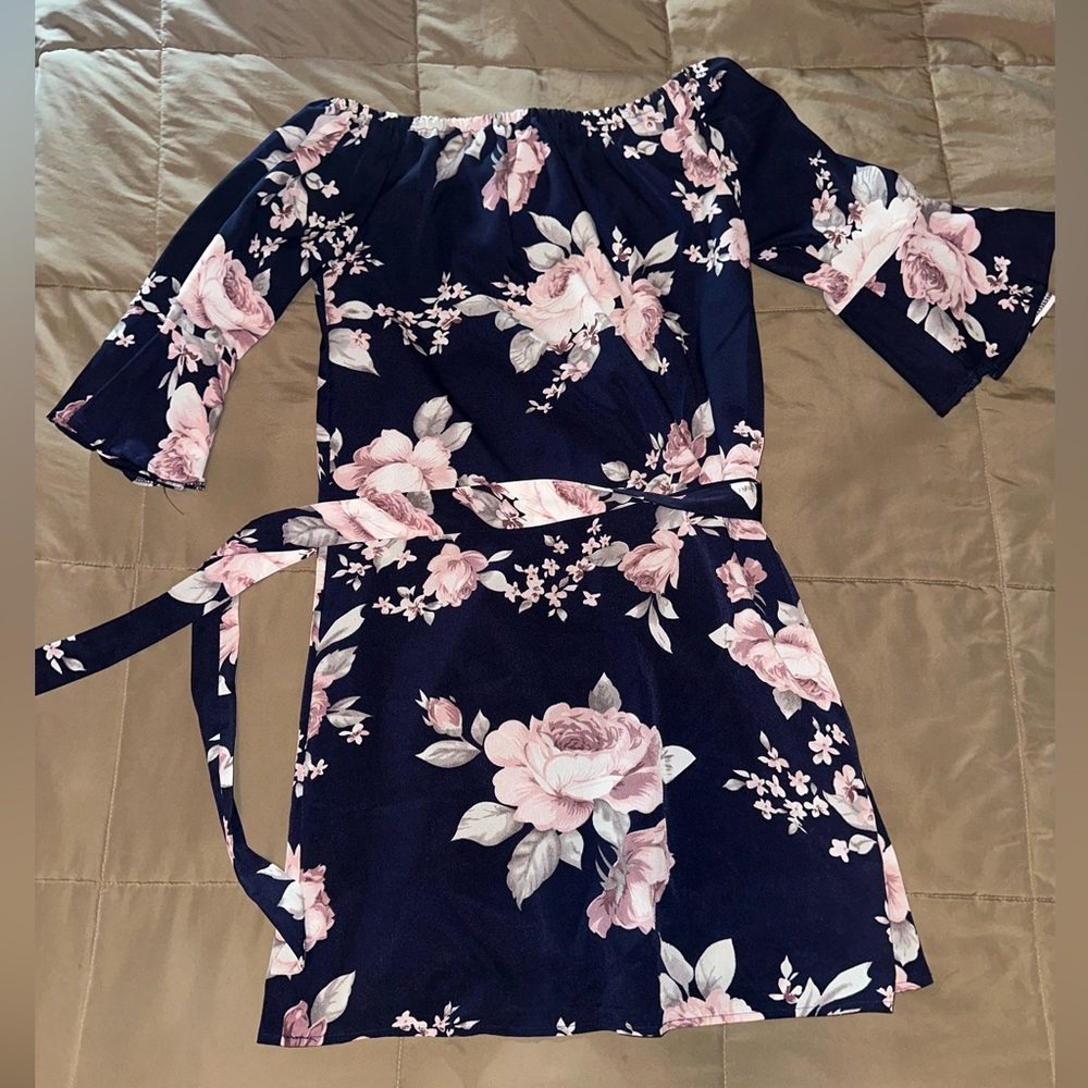 Floral print off the shoulder dress